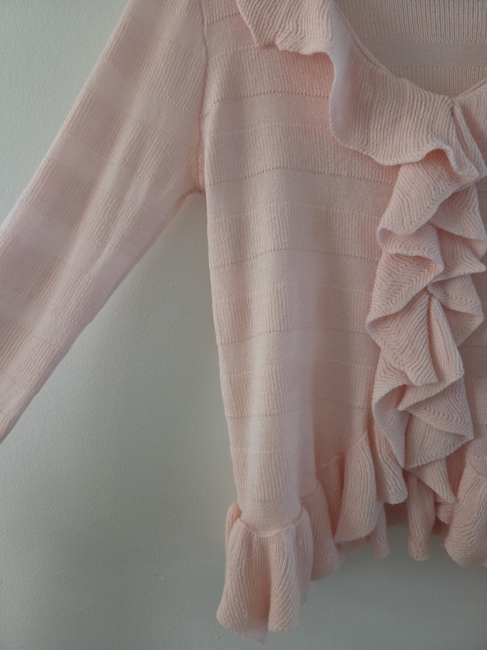 Soft Pink Ruffle Knit Cardigan - Picture 7 of 11